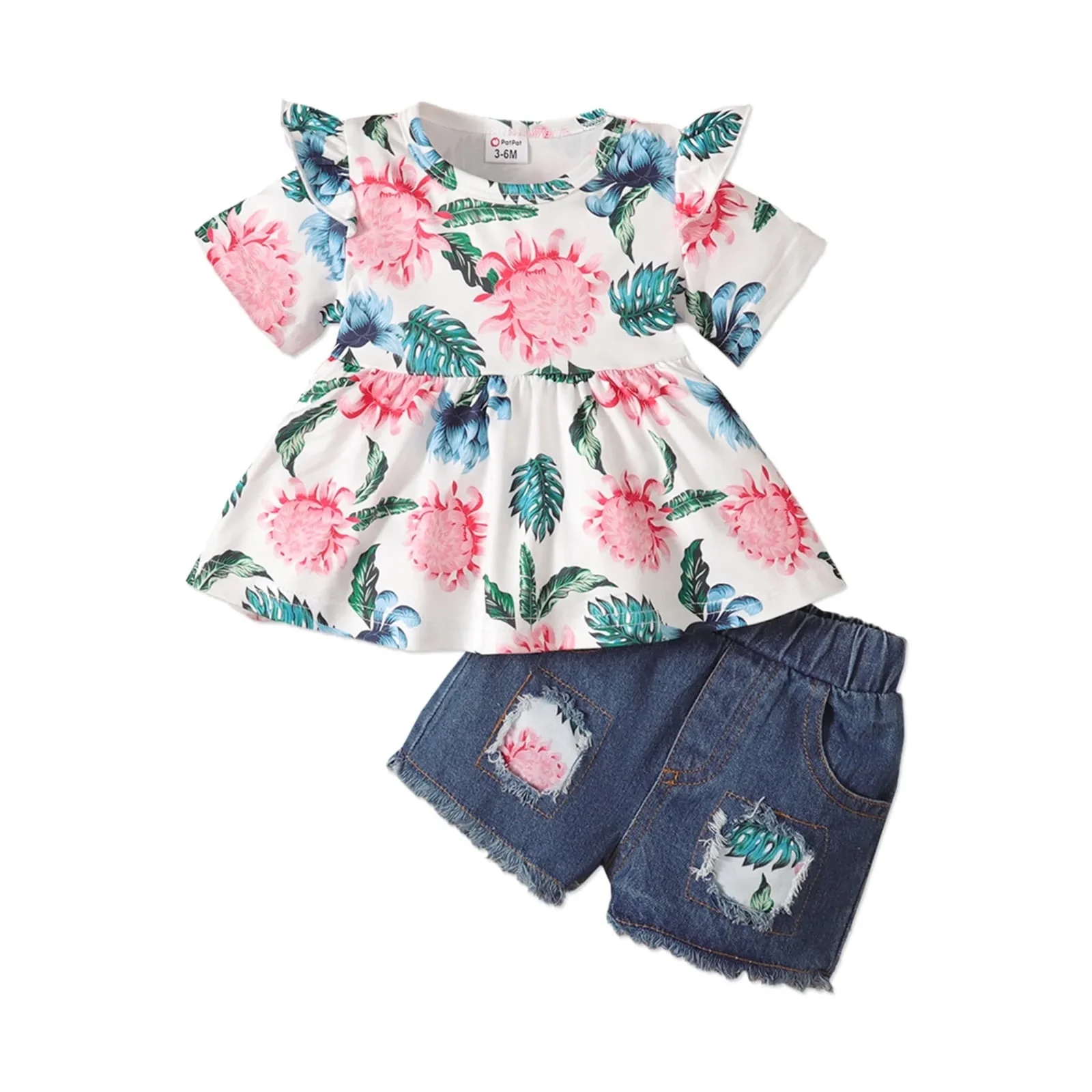 Baby Girl Floral Short Sleeve Top & Shorts Set