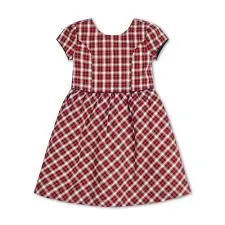 Baby Girl Red & White Gingham Short Sleeve Dress
